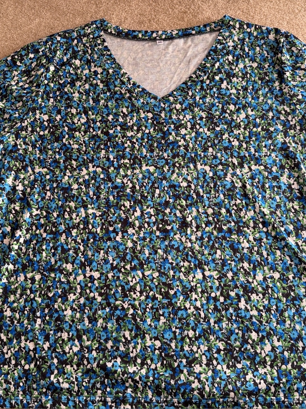 Women’s Blue Floral V-Neck Top